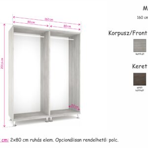 BASIC nyílóajtós gardrób 160 cm